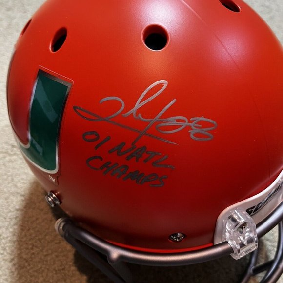 Miami Hurricanes Clinton Portis Signed F/S SCHUTT Helmet Tristar coa 01 Natl chp - Picture 3 of 10